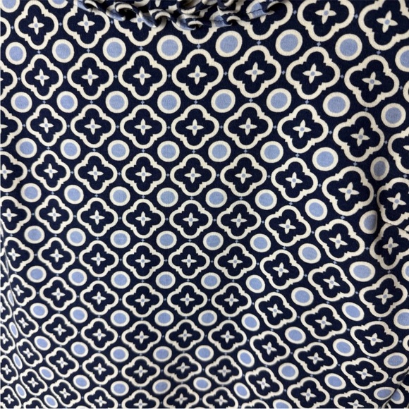 Talbots Navy Blue & White Sleeveless Sheath Dress Size Small Stretch Ruffle Neck - Picture 4 of 7